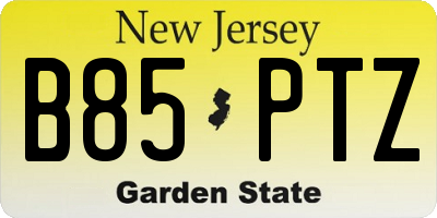 NJ license plate B85PTZ