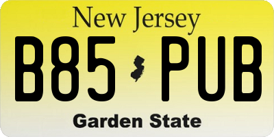 NJ license plate B85PUB