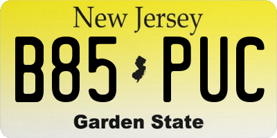 NJ license plate B85PUC