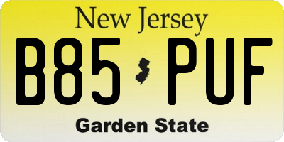 NJ license plate B85PUF