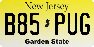 NJ license plate B85PUG
