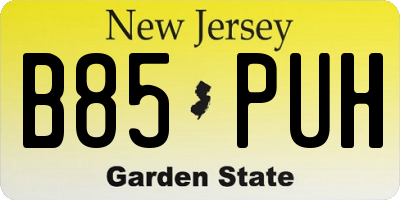 NJ license plate B85PUH