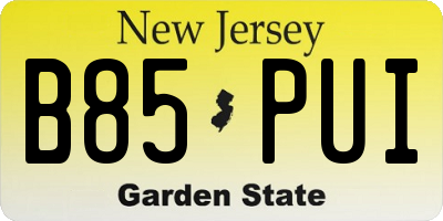 NJ license plate B85PUI