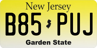 NJ license plate B85PUJ