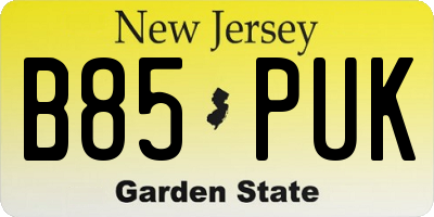 NJ license plate B85PUK