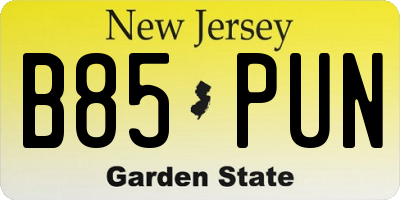 NJ license plate B85PUN