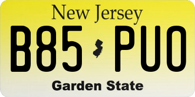 NJ license plate B85PUO