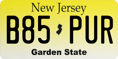 NJ license plate B85PUR