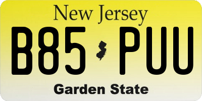 NJ license plate B85PUU