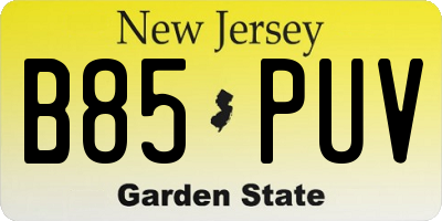 NJ license plate B85PUV