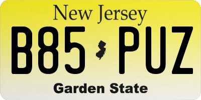 NJ license plate B85PUZ