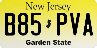 NJ license plate B85PVA