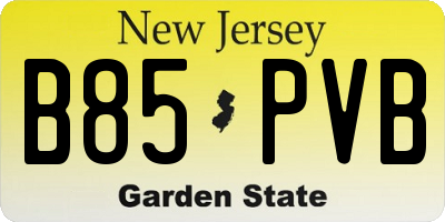 NJ license plate B85PVB