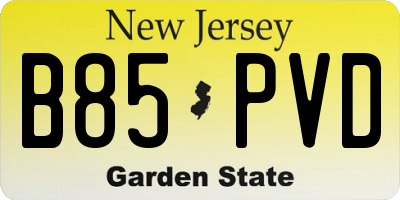 NJ license plate B85PVD