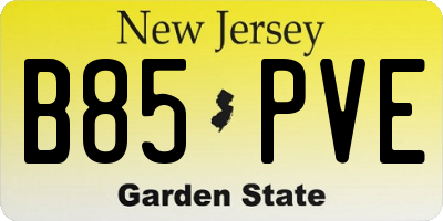 NJ license plate B85PVE