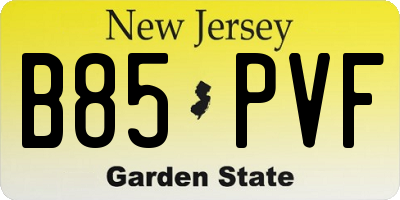 NJ license plate B85PVF