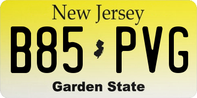 NJ license plate B85PVG