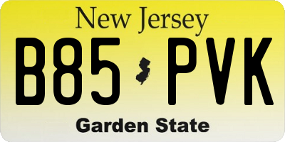 NJ license plate B85PVK