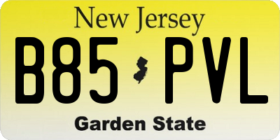 NJ license plate B85PVL