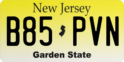 NJ license plate B85PVN