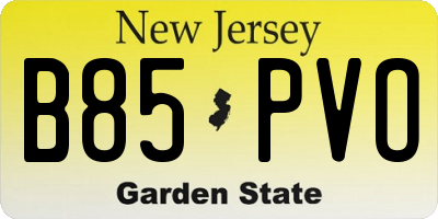 NJ license plate B85PVO