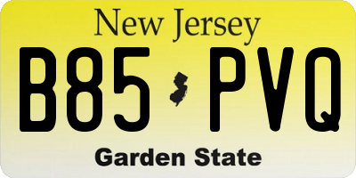 NJ license plate B85PVQ