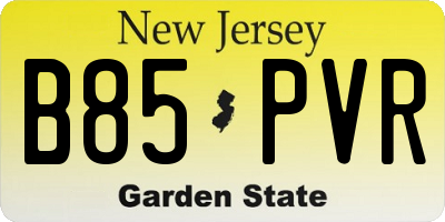 NJ license plate B85PVR
