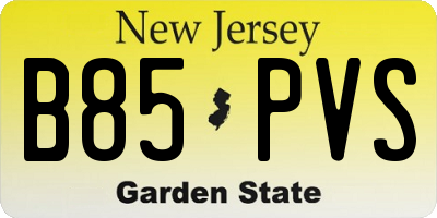 NJ license plate B85PVS