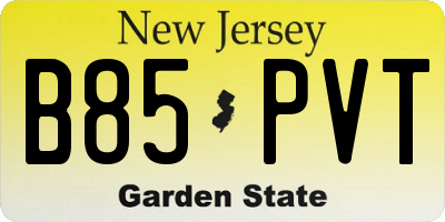 NJ license plate B85PVT