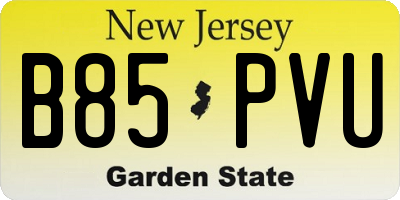 NJ license plate B85PVU