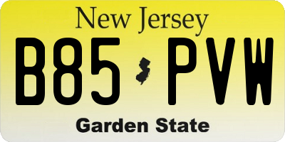 NJ license plate B85PVW