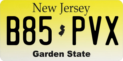 NJ license plate B85PVX