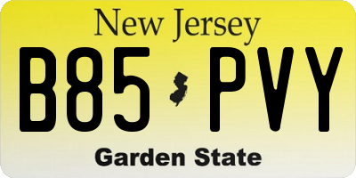 NJ license plate B85PVY