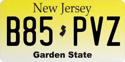 NJ license plate B85PVZ