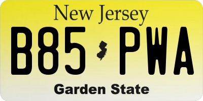 NJ license plate B85PWA