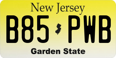 NJ license plate B85PWB