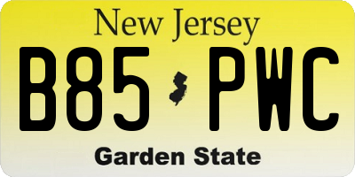 NJ license plate B85PWC