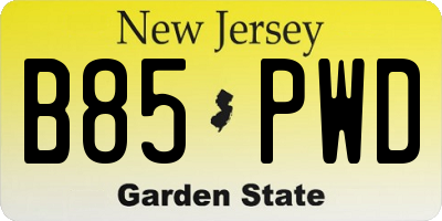 NJ license plate B85PWD