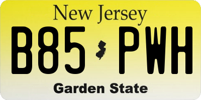 NJ license plate B85PWH