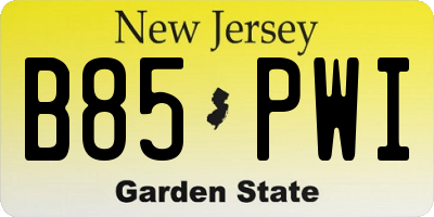 NJ license plate B85PWI