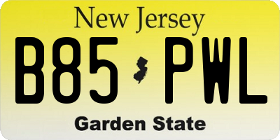 NJ license plate B85PWL