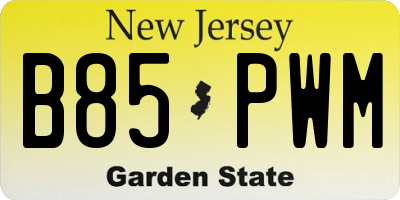 NJ license plate B85PWM