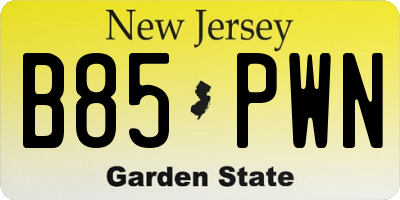 NJ license plate B85PWN
