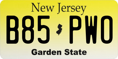 NJ license plate B85PWO