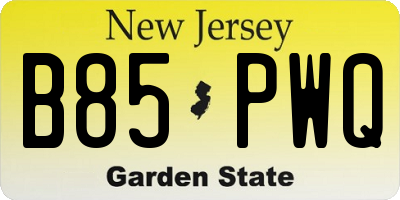 NJ license plate B85PWQ