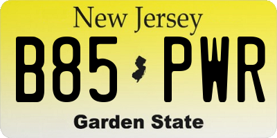 NJ license plate B85PWR