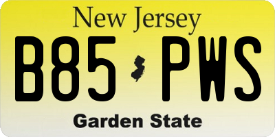 NJ license plate B85PWS