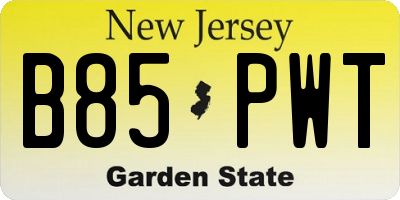 NJ license plate B85PWT