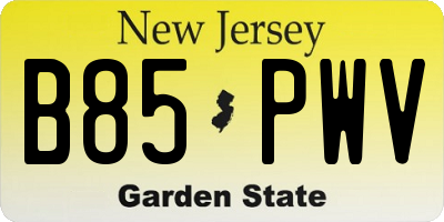 NJ license plate B85PWV