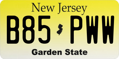 NJ license plate B85PWW